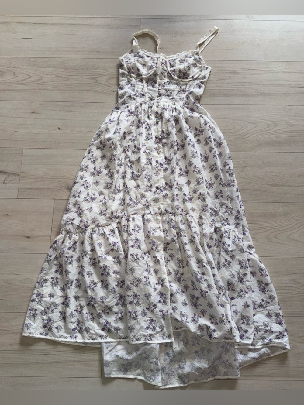 Astr Midi Dress with Purple Floral Print